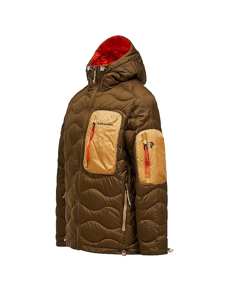 PEAK PERFORMANCE | Chaqueta de plumón para hombre Helium Utility con capucha | Marrón claro