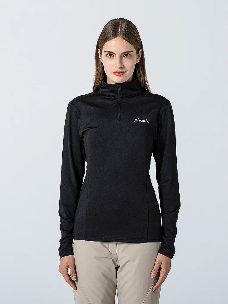 PHENIX | Camiseta interior con cremallera para mujer Basic Set In Sleeve 1/2 | Negro
