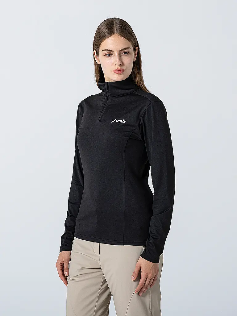 PHENIX | Camiseta interior con cremallera para mujer Basic Set In Sleeve 1/2 | Negro