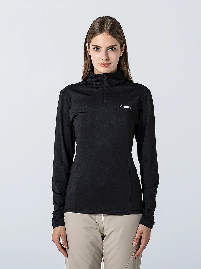 PHENIX | Camiseta interior con cremallera para mujer Basic Set In Sleeve 1/2 | Negro