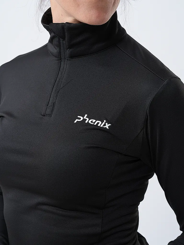 PHENIX | Camiseta interior con cremallera para mujer Basic Set In Sleeve 1/2 | Negro