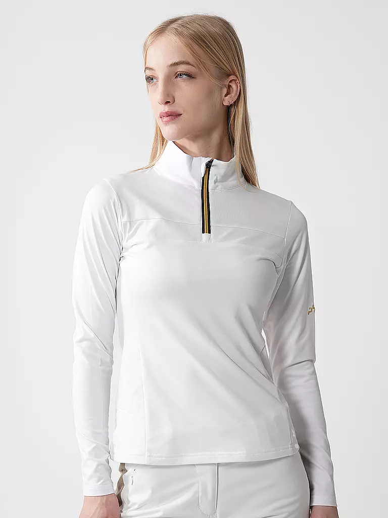 PHENIX | Camiseta interior con cremallera y detalles dorados para mujer | Blanco