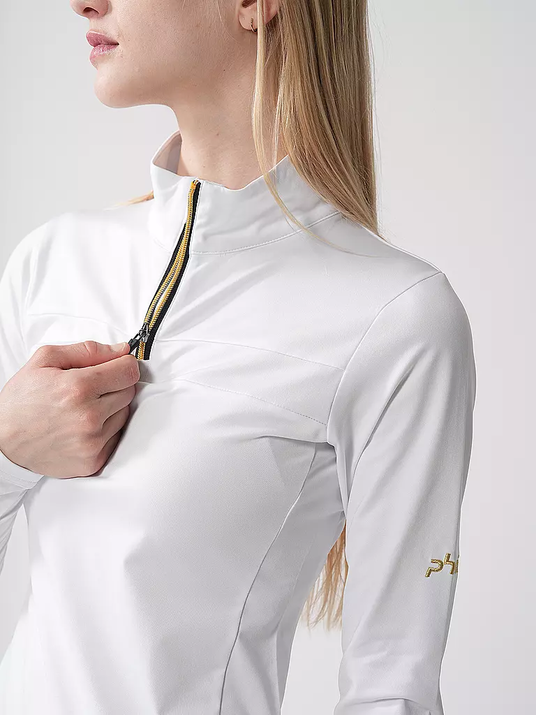 PHENIX | Camiseta interior con cremallera y detalles dorados para mujer | Blanco