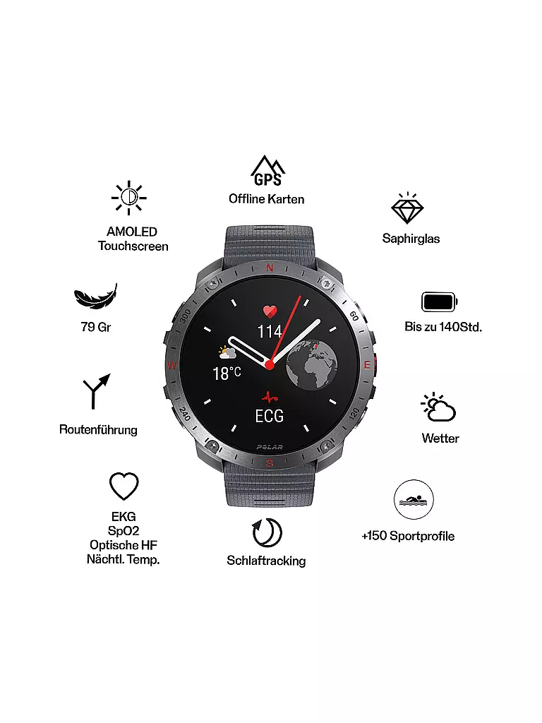 POLAR | Reloj multideporte para exteriores Grit X2 Pro | Gris