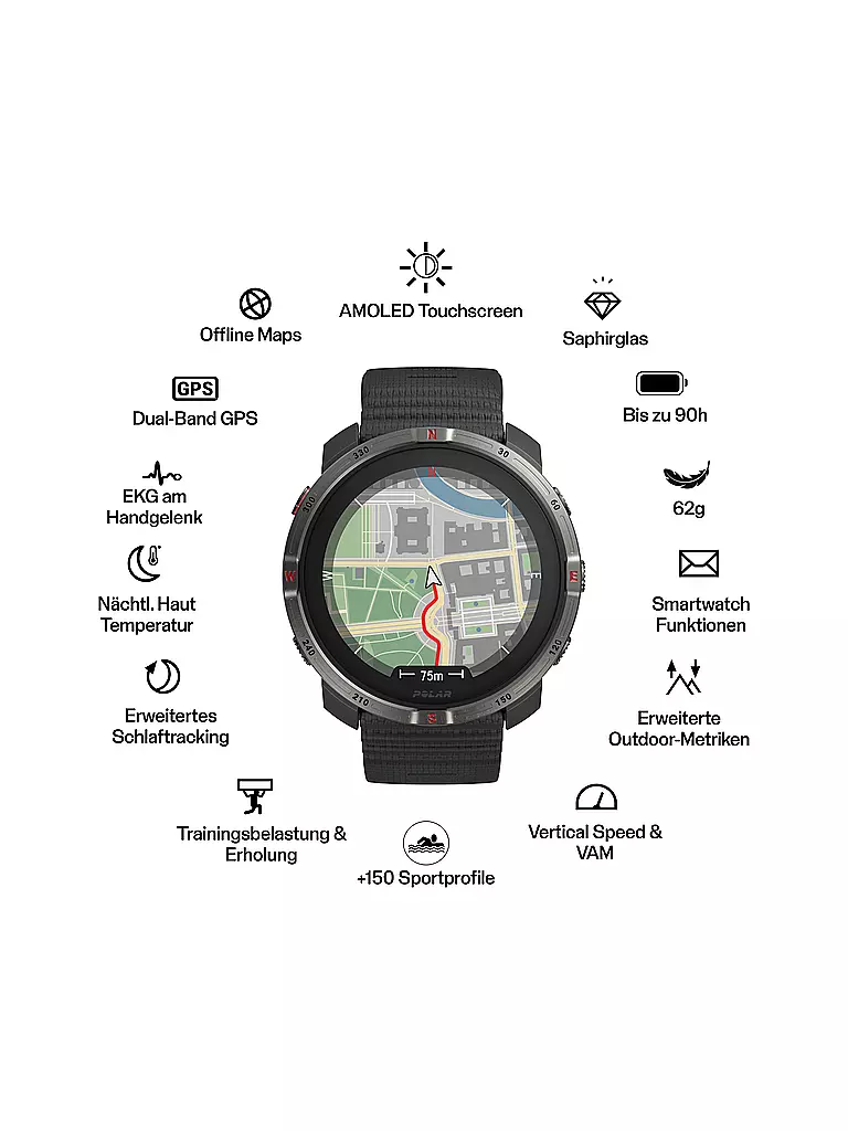 POLAR | Reloj multideporte para exteriores Grit X2 S-L | Negro