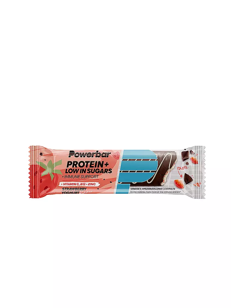 POWER BAR | Protein+ Barrita con bajo contenido de azúcares y apoyo inmunológico, sabor yogur de fresa | Multicolor