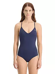 PUMA | Bañador de mujer con cuello en V | Azul oscuro