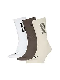 PUMA | Calcetines casual de hombre RIB Logo Crew, paquete de 3 | Marrón