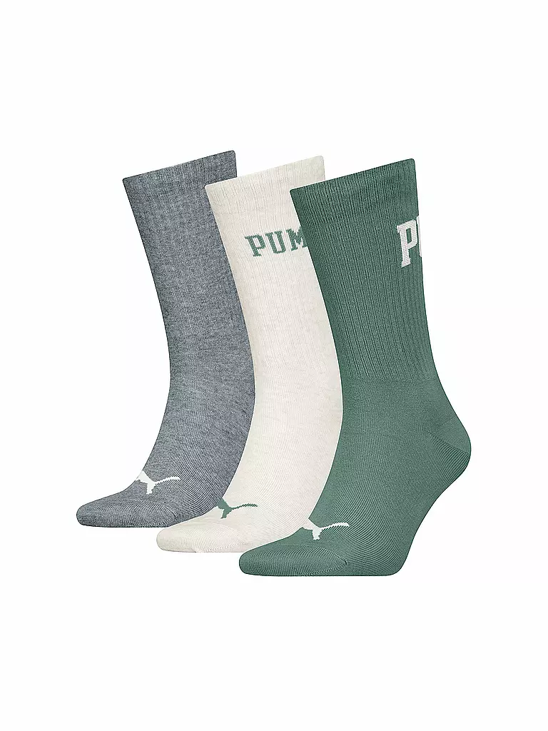PUMA | Calcetines casual Logo Crew, paquete de 3 | Verde claro