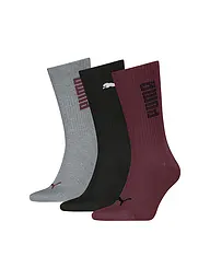 PUMA | Calcetines casual de hombre RIB Logo Crew, paquete de 3 | Rojo oscuro