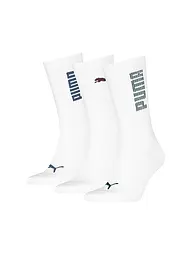 PUMA | Calcetines casual de hombre RIB Logo Crew, paquete de 3 | Blanco
