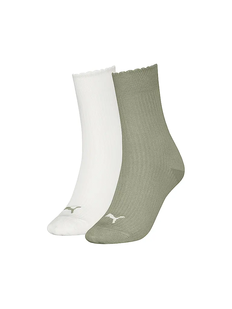 PUMA | Calcetines de ocio para mujer Scallop Edge, paquete de 2 | Oliva