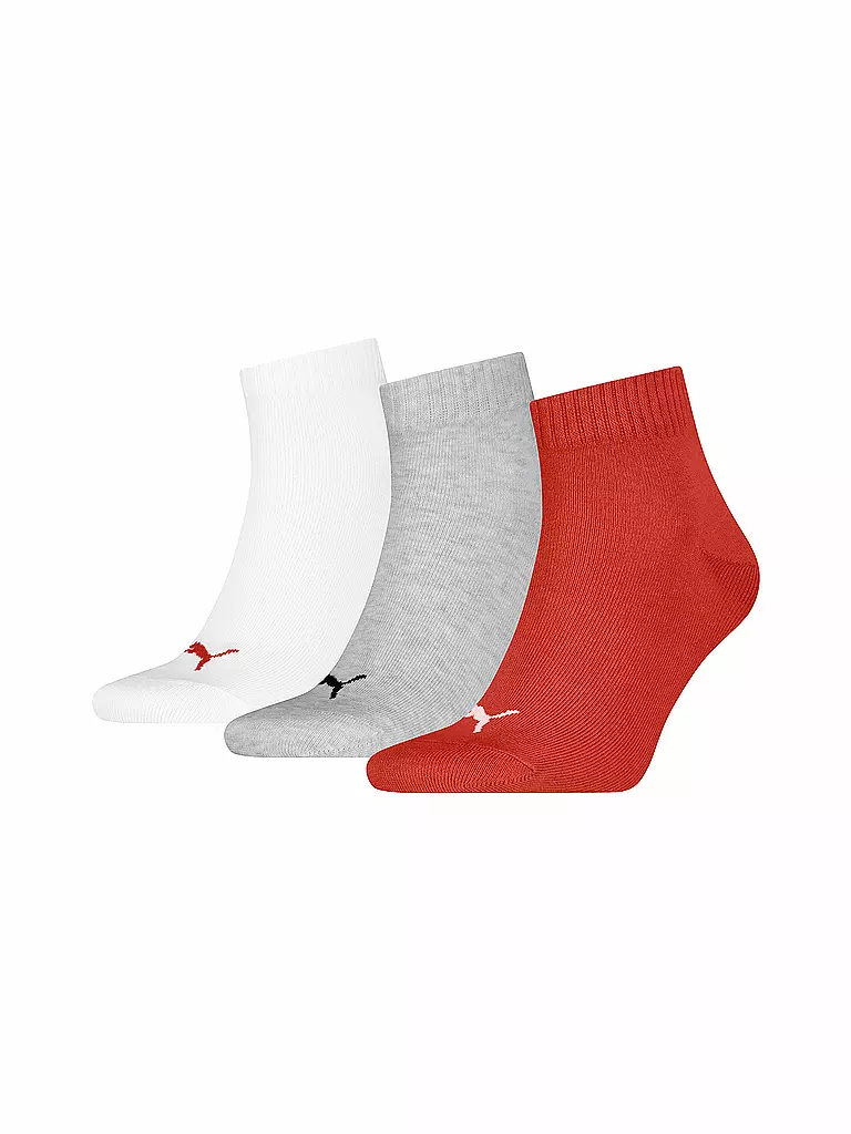 PUMA | Calcetines de tiempo libre Quarter Plain, paquete de 3 | Rojo