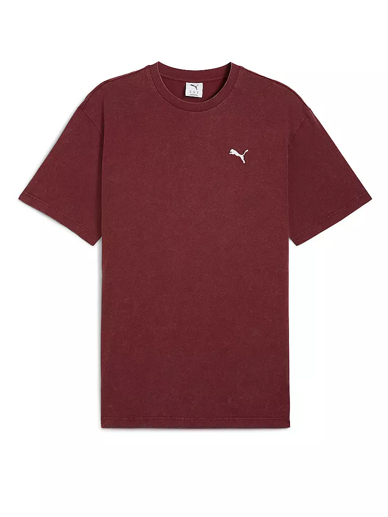 PUMA | Camiseta de hombre ESS ELEVATED Relaxed Wash | Rojo oscuro