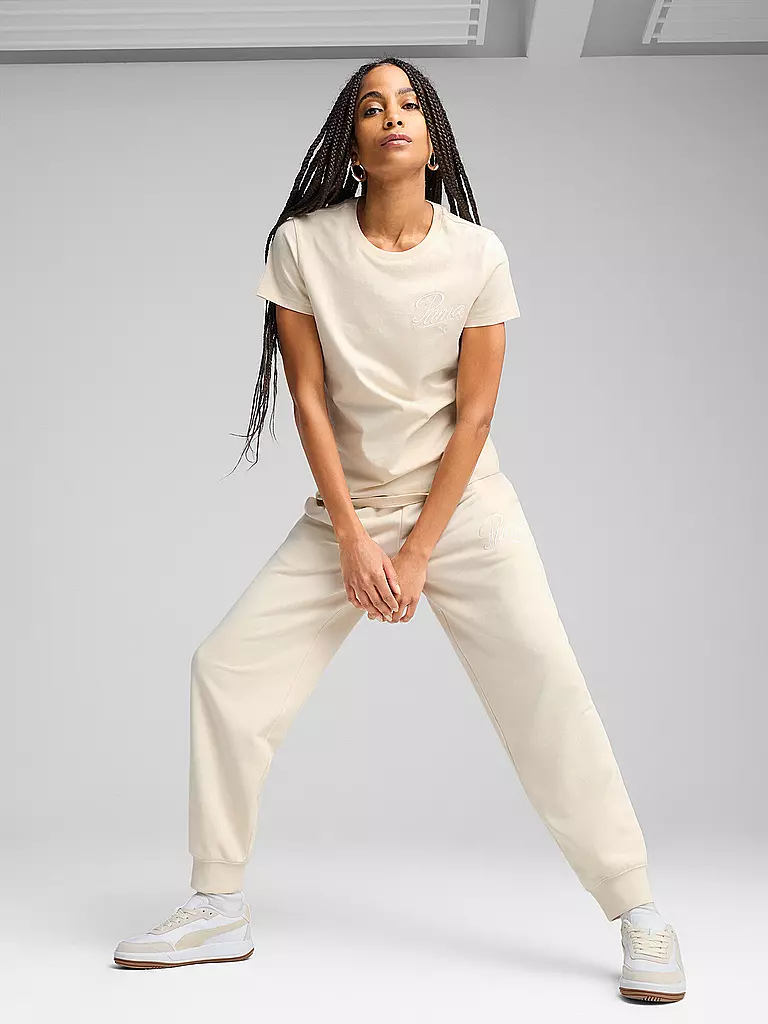PUMA | Camiseta de mujer ESS SCRIPT | Crema