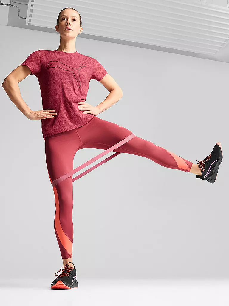 PUMA | Damen Fitnessshirt Essential Heather Logo | Rojo