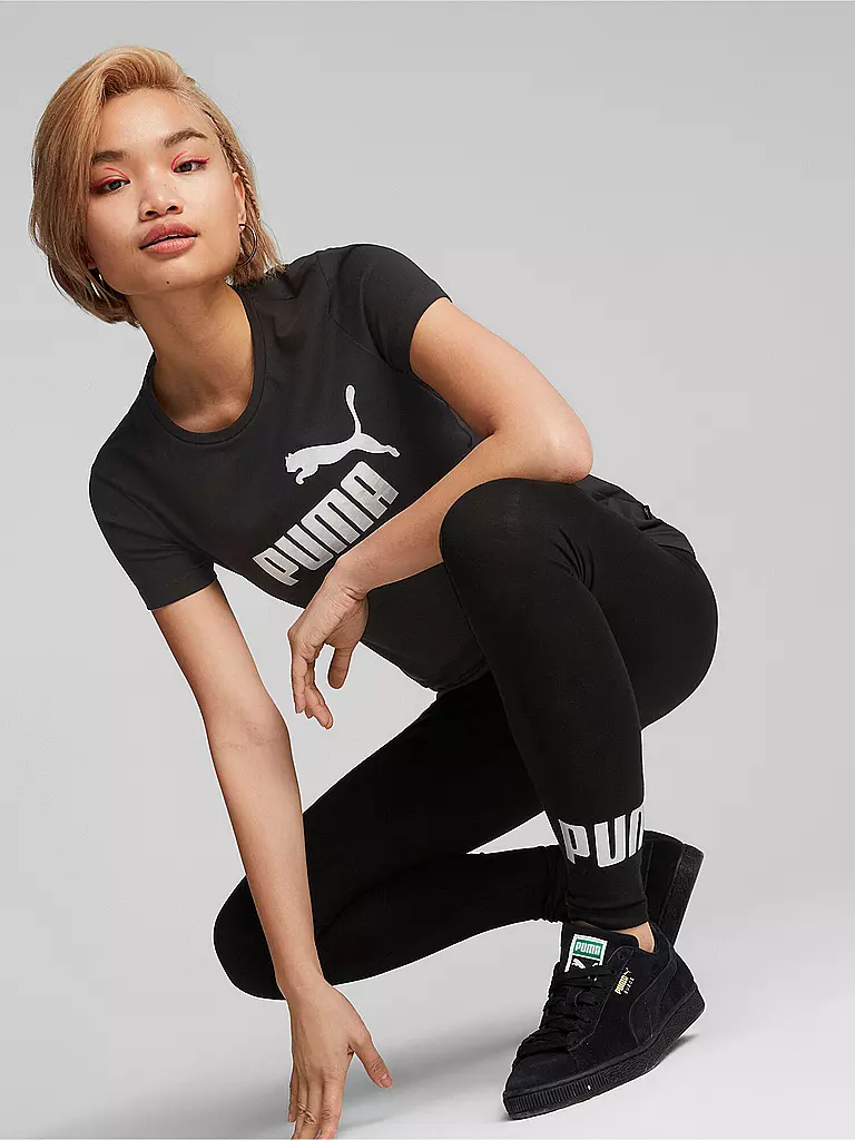 PUMA | Damen Tight Essentials Metallic | Negro