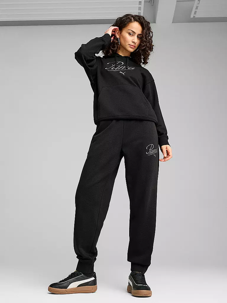 PUMA | Pantalón de chándal para mujer ESS SCRIPT Comfort | Negro