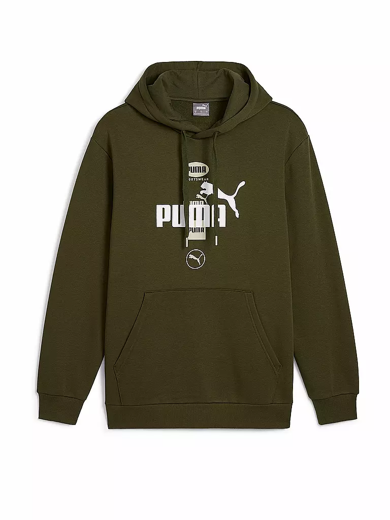 PUMA | Sudadera con capucha para hombre Power Graphic Logo | Oliva
