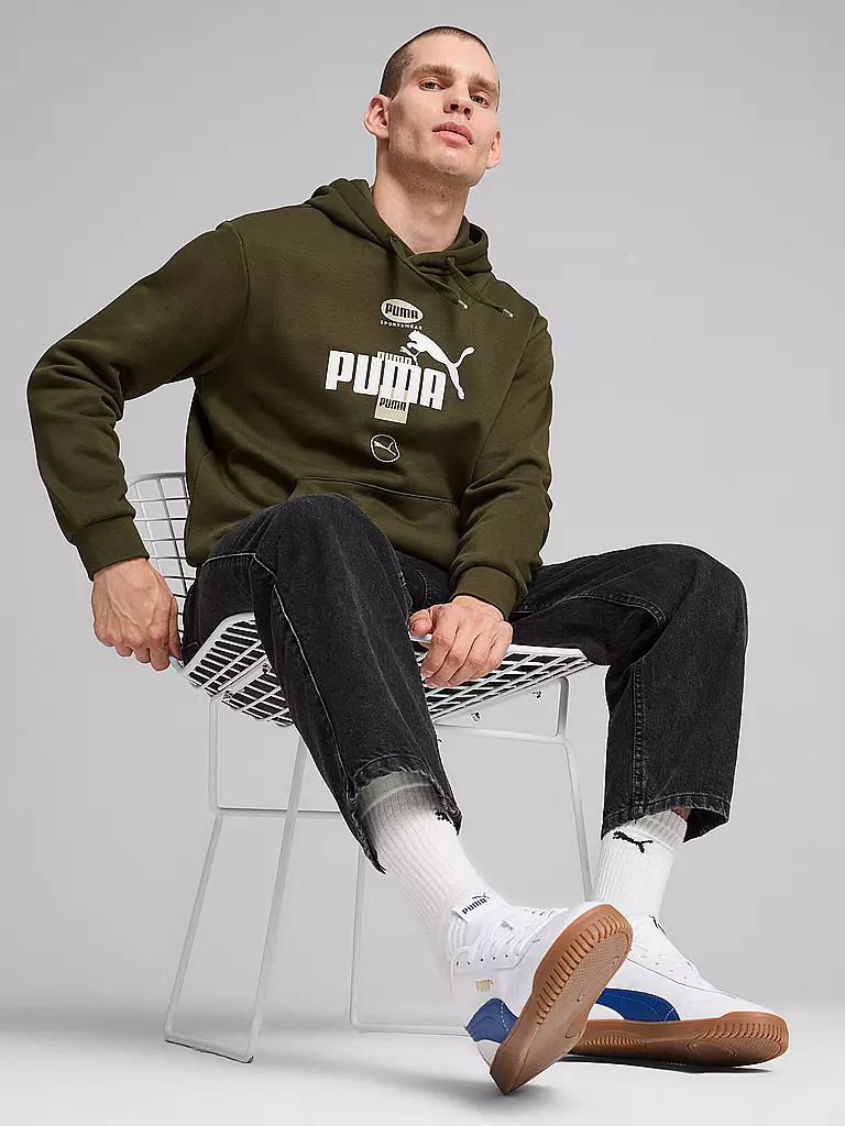 PUMA | Sudadera con capucha para hombre Power Graphic Logo | Oliva