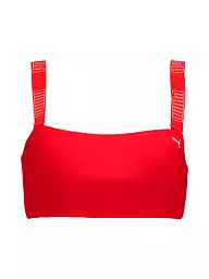 PUMA | Top de bikini bandeau para mujer | Rojo