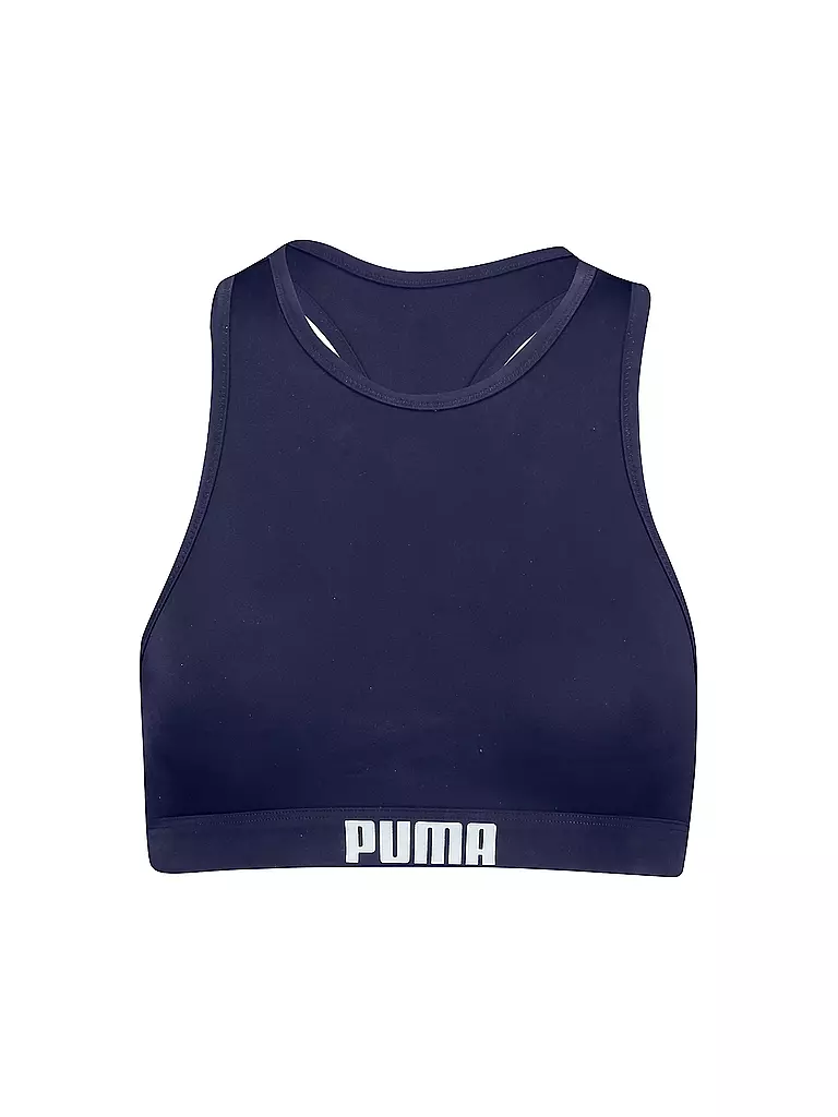 PUMA | Top de bikini racerback para mujer | Azul oscuro