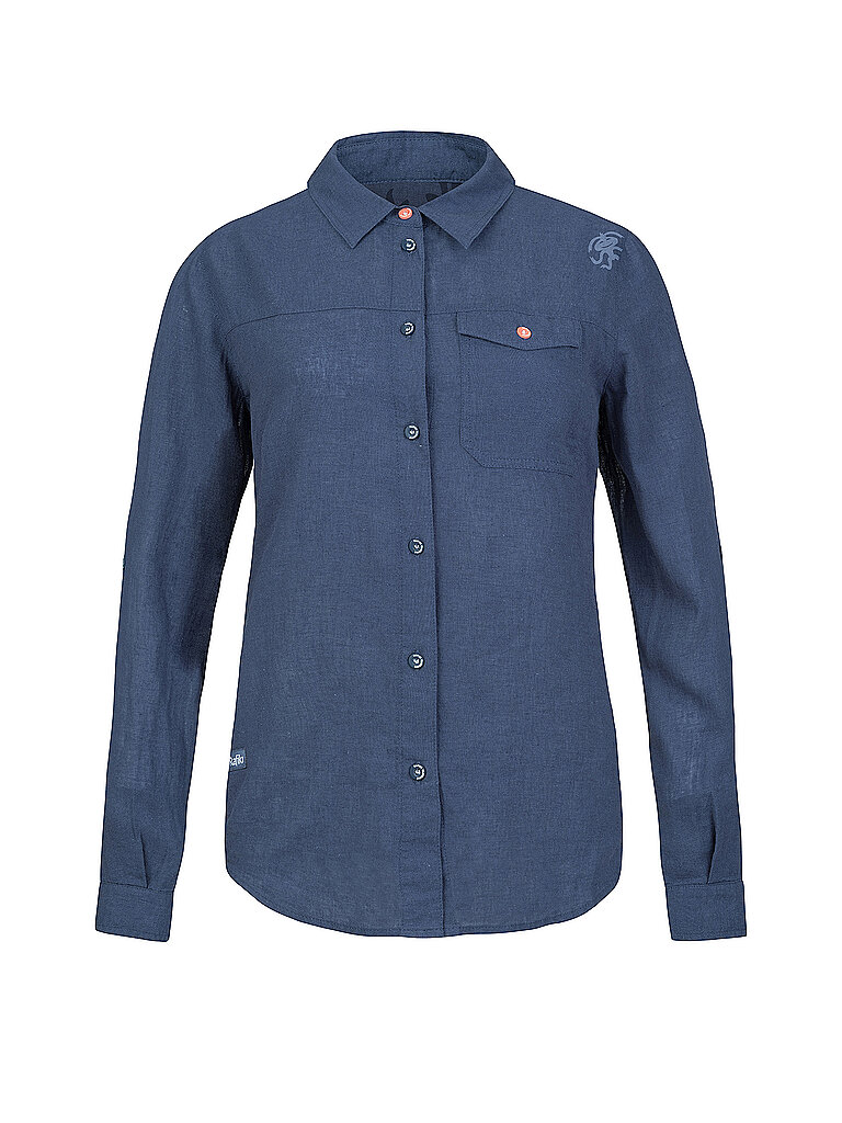 Blusa de escalada de lino Saume para mujer azul oscuro 36