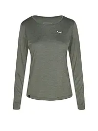 SALEWA | Camiseta funcional de mujer Puez Melange Dry'Ton | Verde oscuro