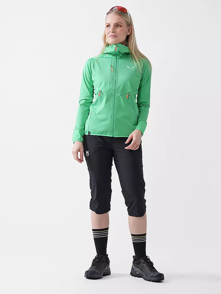 SALEWA | Chaqueta con capucha para mujer Agner Hybrid Polarlite Durastretch | Verde