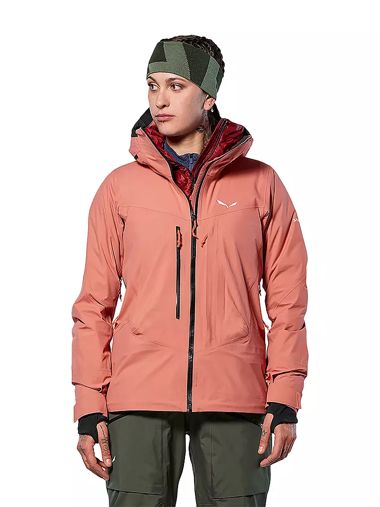 SALEWA | Chaqueta de esquí de travesía para mujer Sella 3L PTX con capucha | Coral