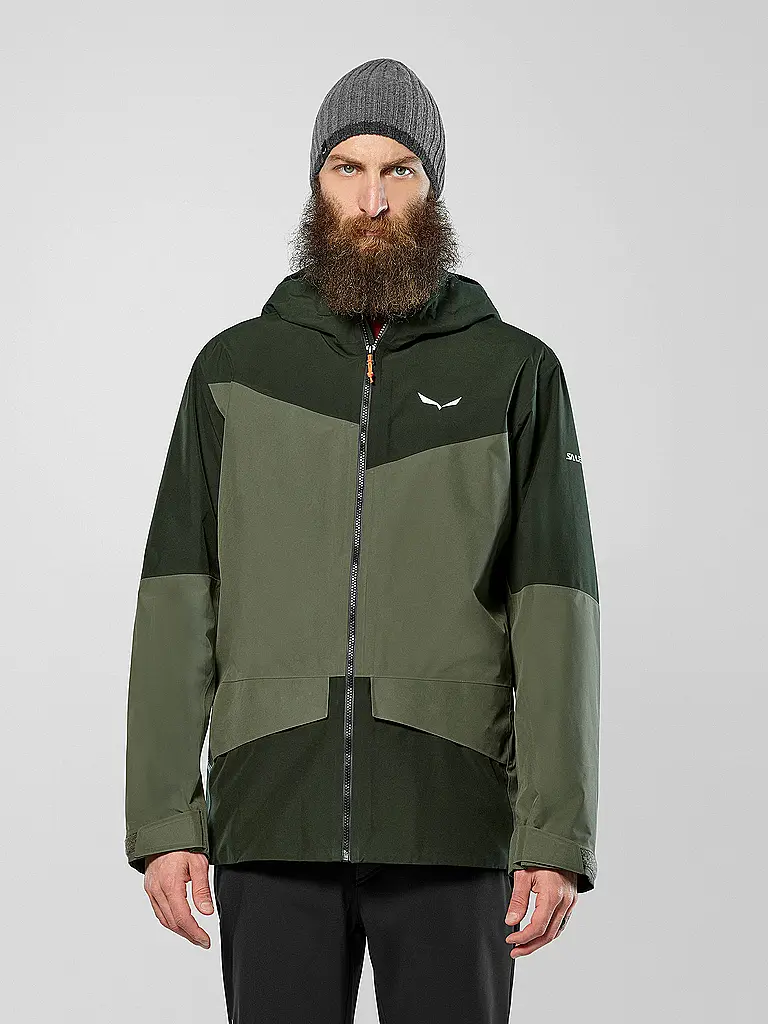 SALEWA | Chaqueta de senderismo para hombre Puez 2L Gore-Tex® con capucha | Oliva