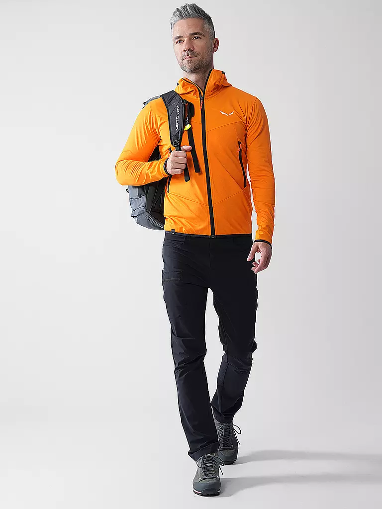 SALEWA | Chaqueta híbrida para hombre Agner Polarlite Durastretch con capucha | Naranja
