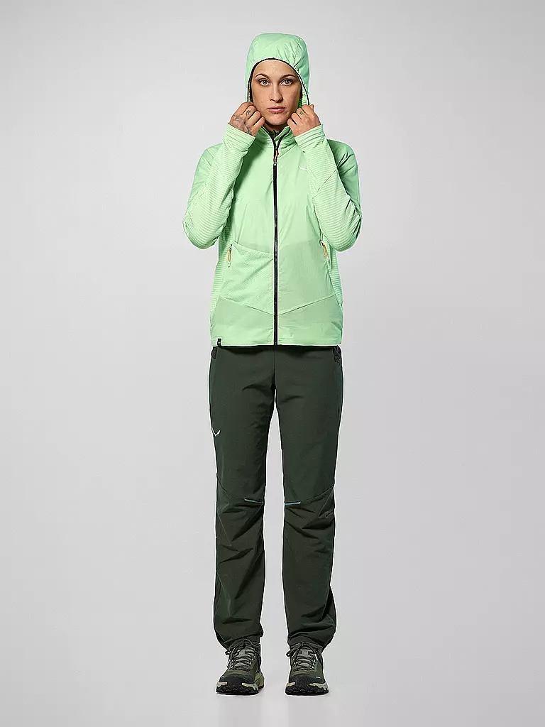 SALEWA | Chaqueta polar con capucha para mujer Pedroc PL Wind | Verde claro
