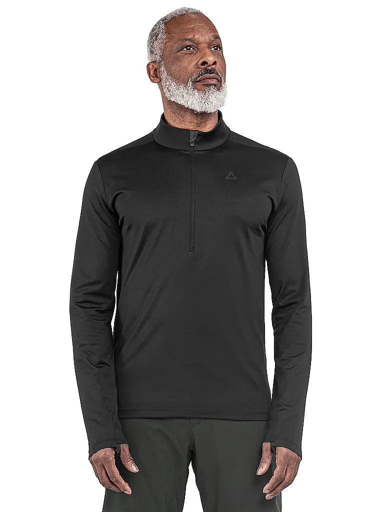 SCHÖFFEL | Camiseta interior con cremallera para hombre Style Pine | Negro