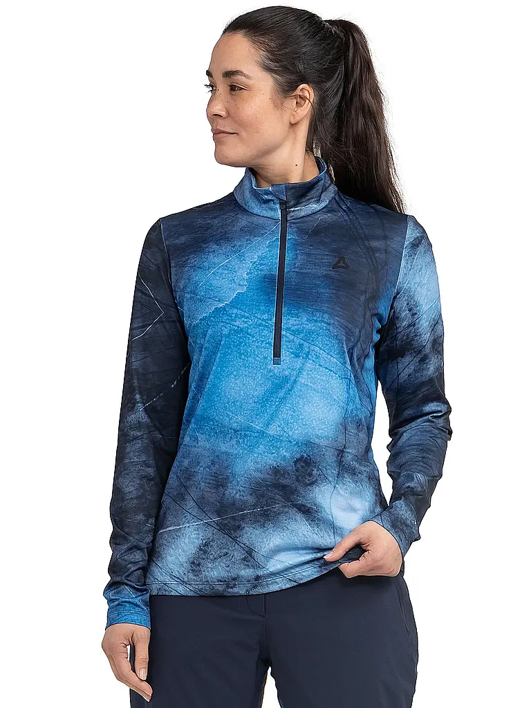 SCHÖFFEL | Camiseta interior con cremallera para mujer Schöffel x Tom Hegen | Azul oscuro