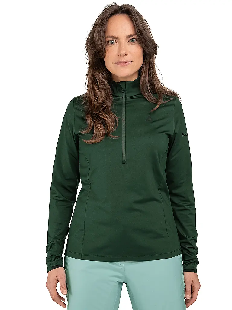 SCHÖFFEL | Camiseta interior con cremallera para mujer Style Pine | Verde oscuro
