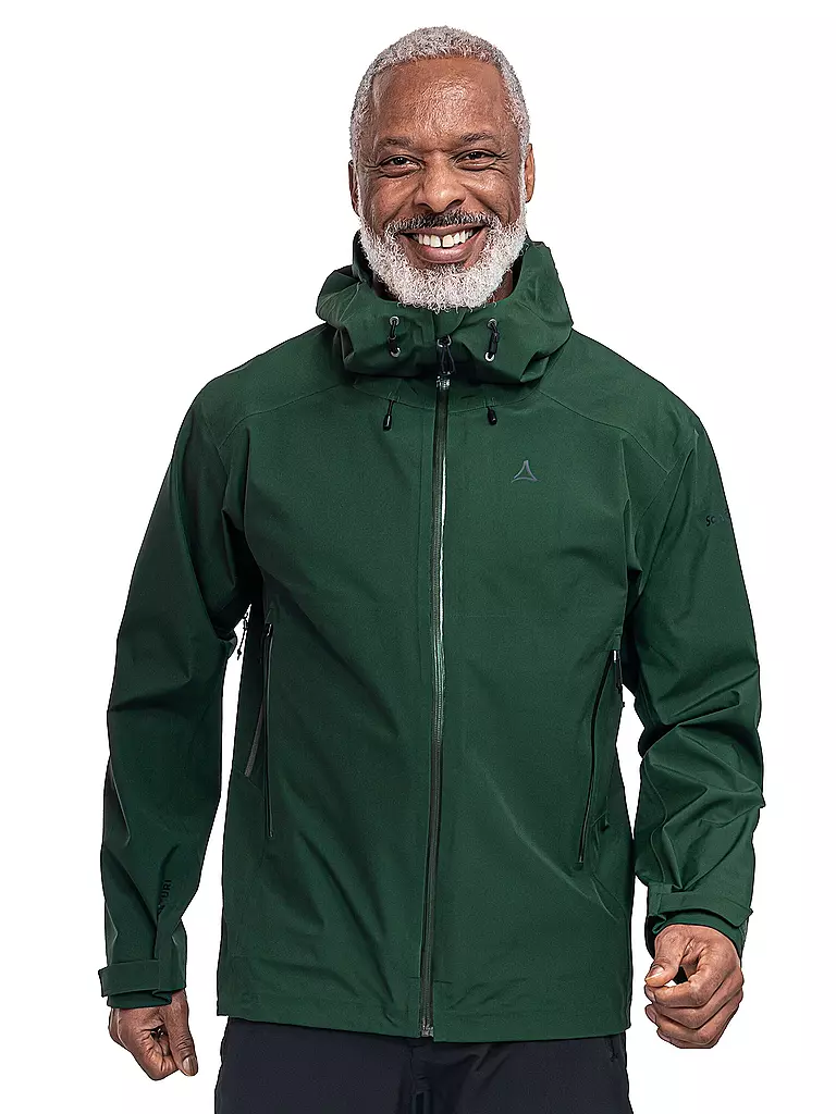 SCHÖFFEL | Chaqueta de senderismo para hombre Cascata 3L con capucha | Verde oscuro