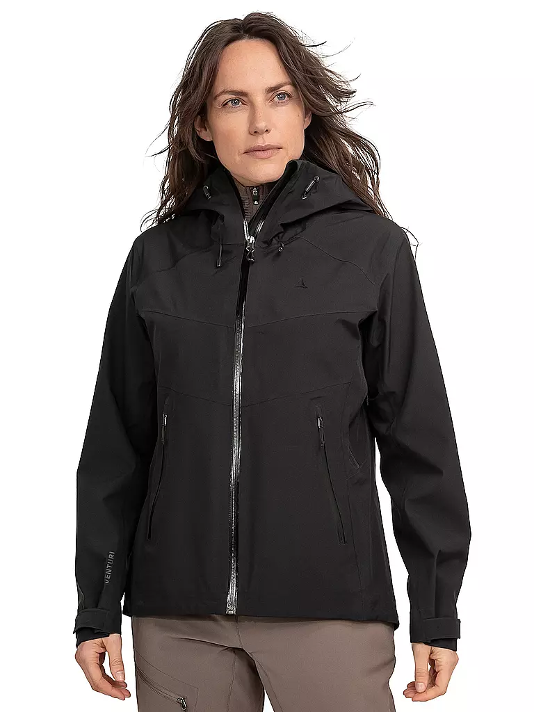 SCHÖFFEL | Chaqueta de senderismo para mujer Cascata 3L con capucha | Negro