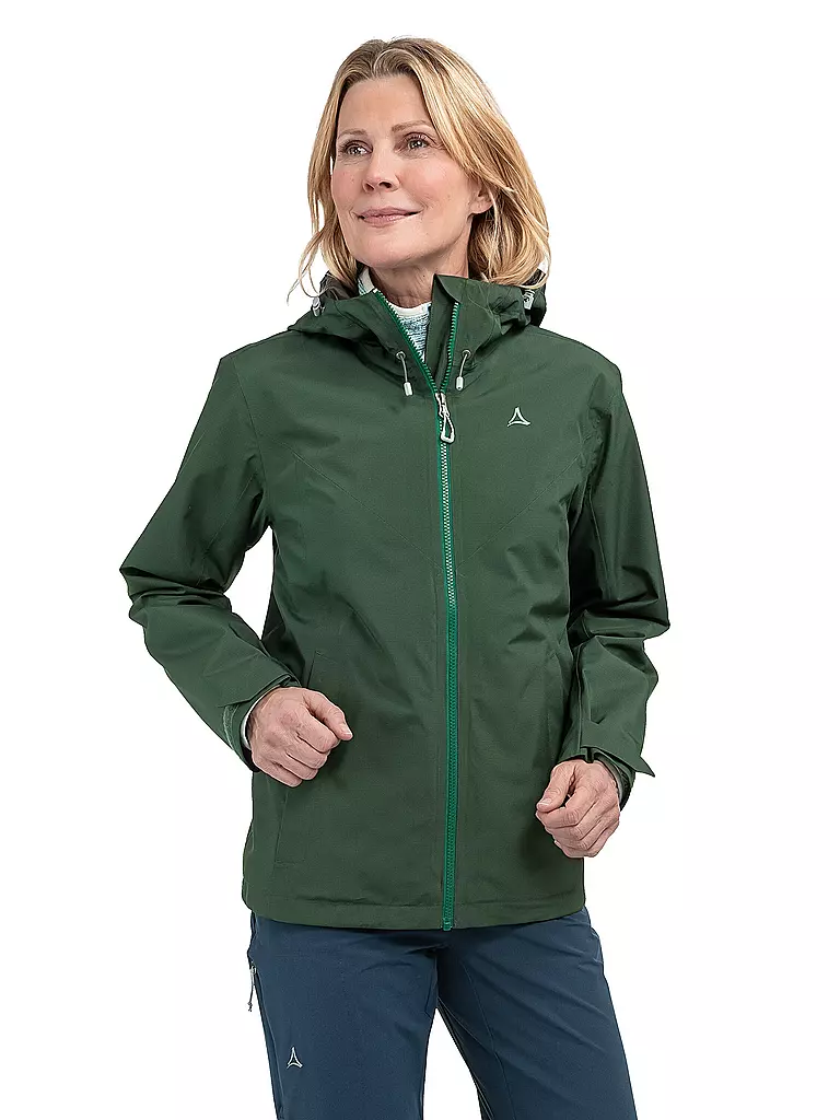 SCHÖFFEL | Chaqueta de senderismo para mujer Yew 2L ZipIn Hoodie | Verde oscuro