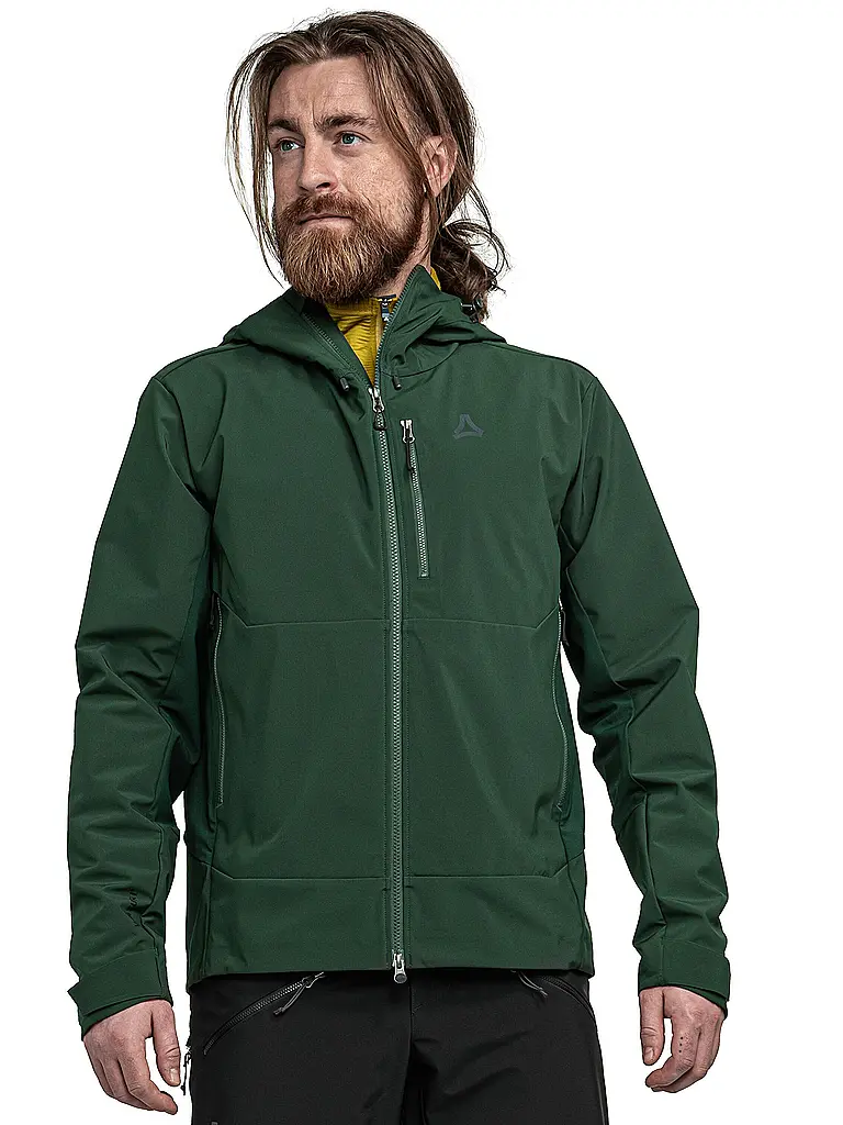 SCHÖFFEL | Chaqueta softshell de touring para hombre Milagle con capucha | Verde oscuro