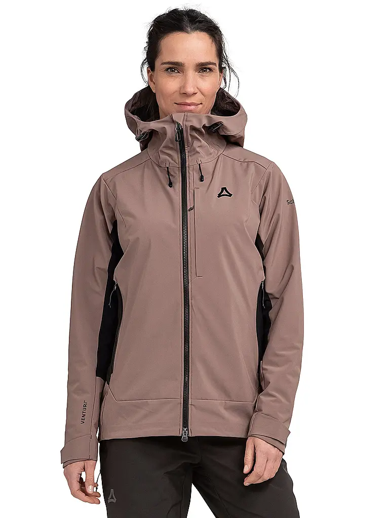 SCHÖFFEL | Chaqueta softshell de touring para mujer Milagle con capucha | Marrón claro