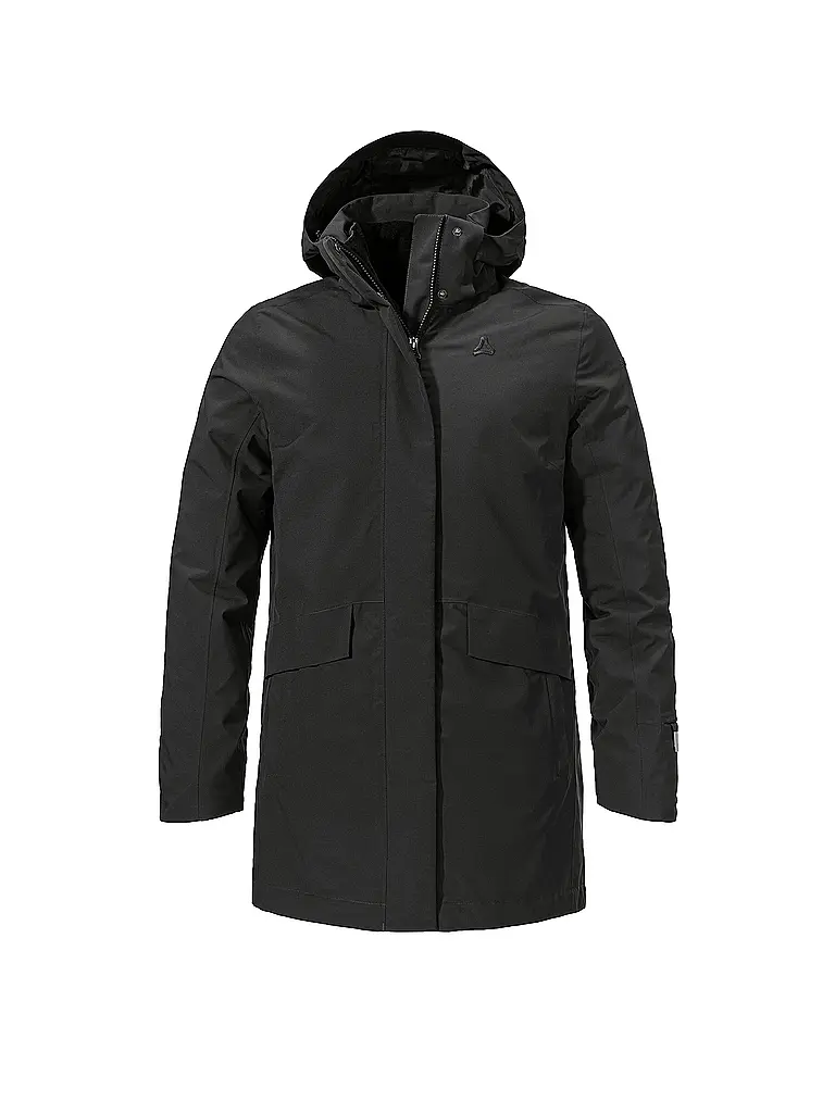 SCHÖFFEL | Parka de invierno 3 en 1 para mujer, estilo Borkol con capucha | Negro