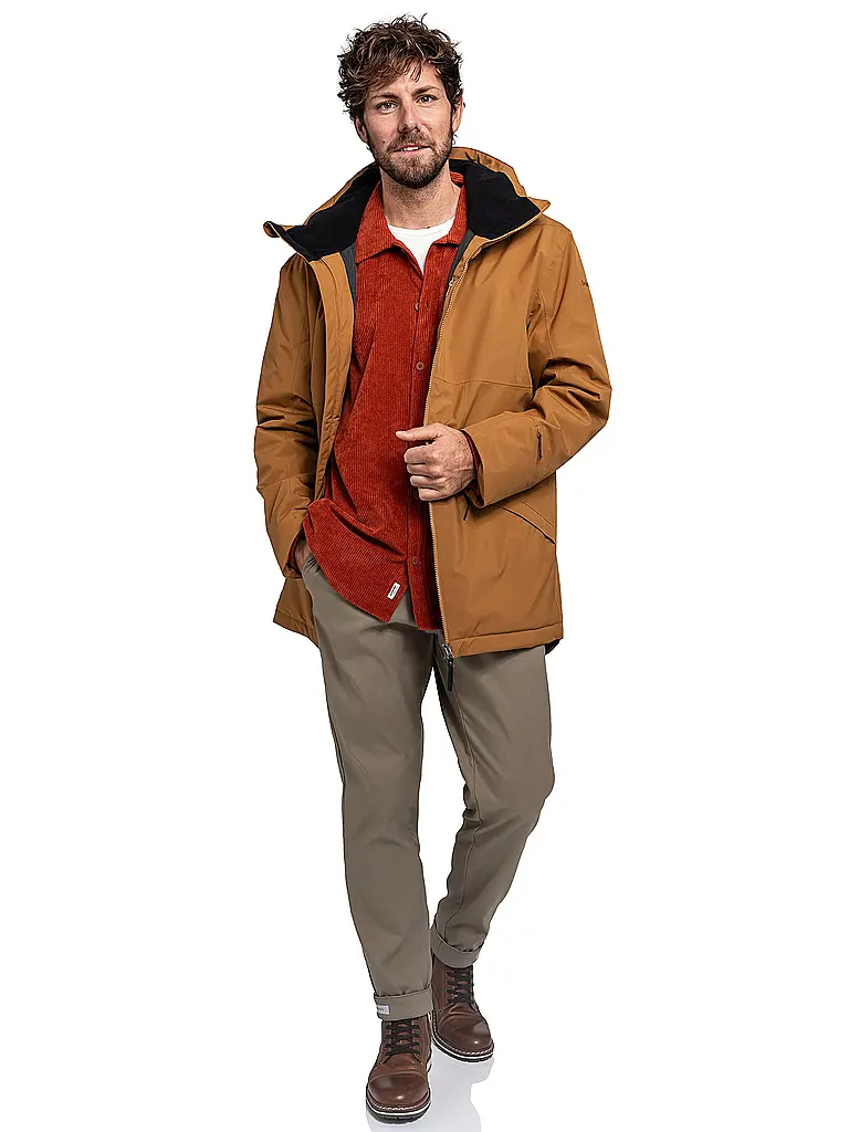 SCHÖFFEL | Parka de invierno para hombre Malkay con capucha | Mostaza