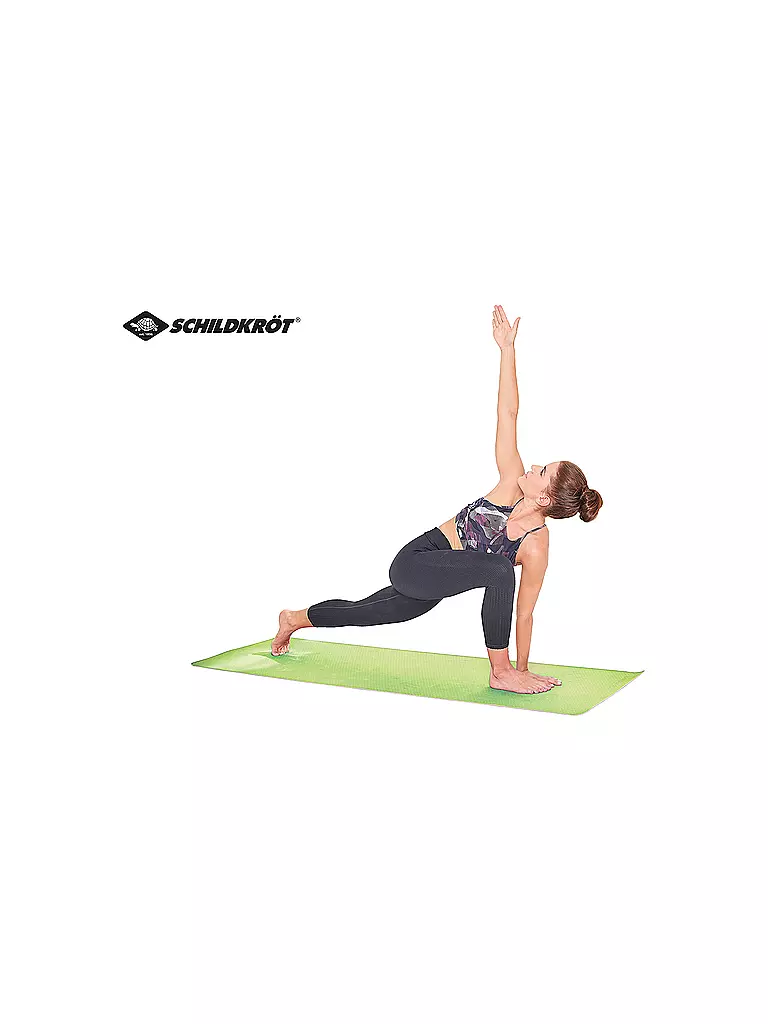 SCHILDKRÖT | Esterilla de yoga bicolor, lima-antracita, 4 mm, sin PVC, en bolsa de transporte | Verde