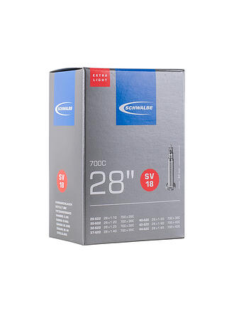SCHWALBE | Cámara de bicicleta n.º 18 Extra Light SV40 (28"/700C)