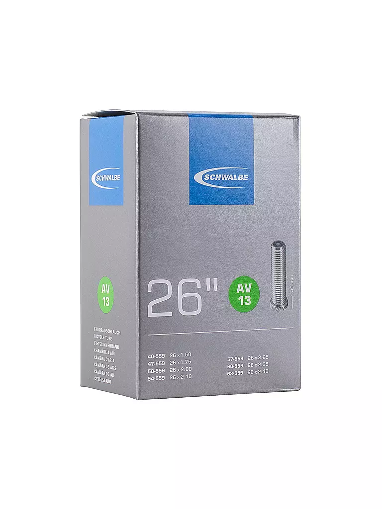 SCHWALBE | Cámara de aire para bicicleta nº 13 AV40 (26") | Negro