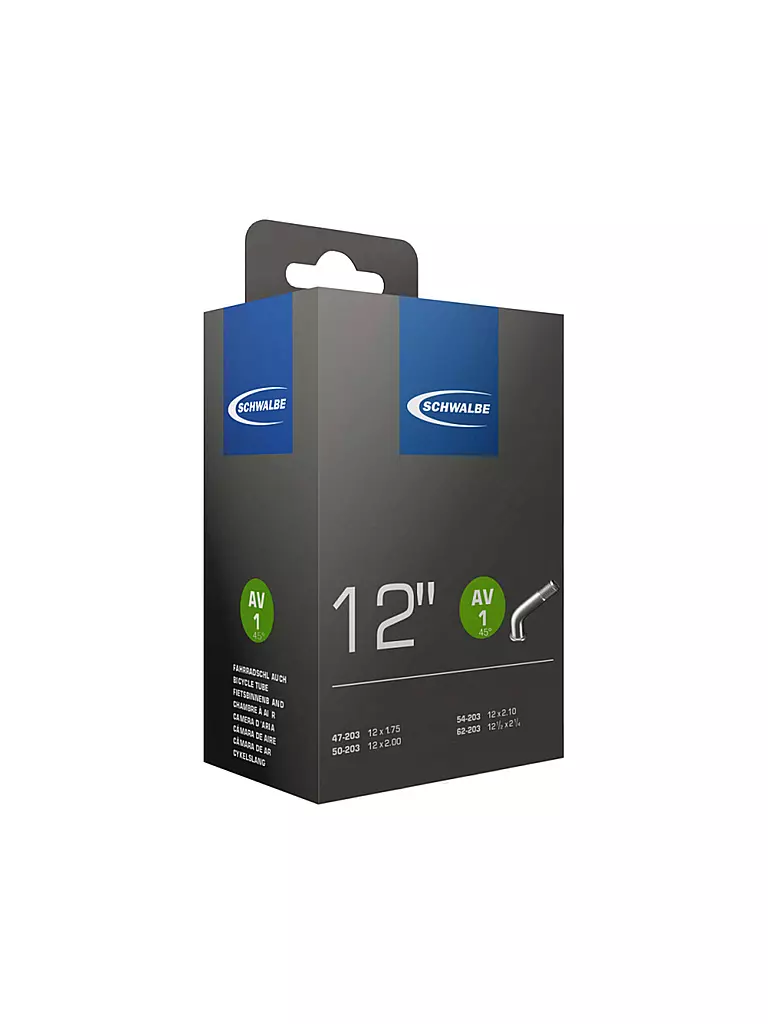 SCHWALBE | Cámara de bicicleta nº 1 AV45° (12") | Negro