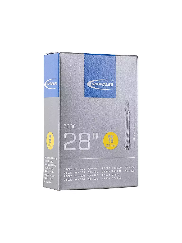 SCHWALBE | Cámara de bicicleta nº 15 SV60 (28"/700C) | Negro