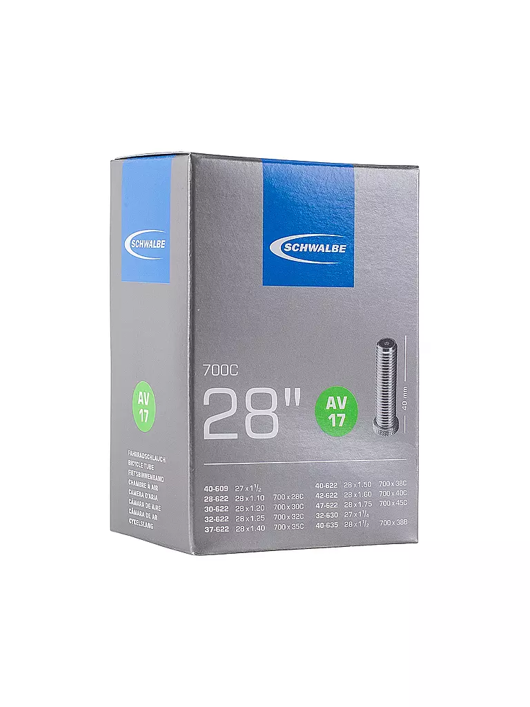 SCHWALBE | Cámara de bicicleta nº 17 AV40 (28"/700C) | Negro
