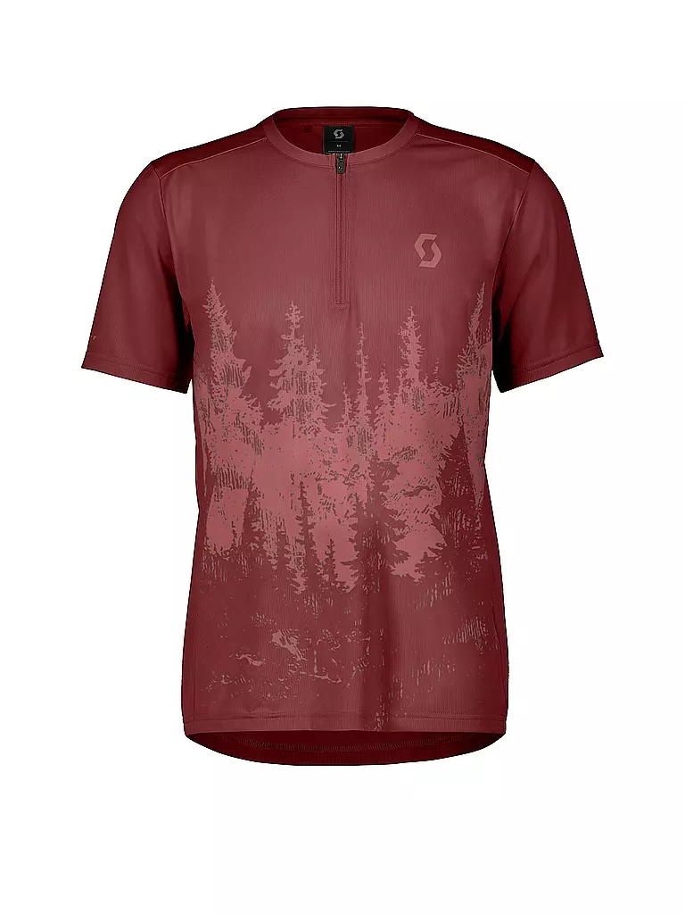 SCOTT | Maillot de ciclismo para hombre Trail Flow Zip SS | Rojo oscuro